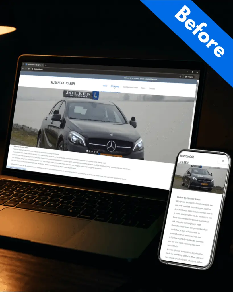Before Website Rijschool Joleen - Ritmeester Media