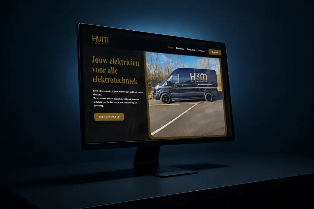 Presentatie van de website voor HVM Elektroservice.