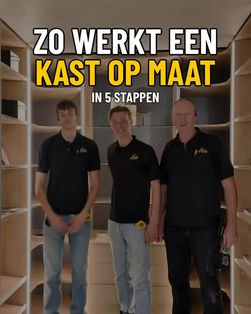 Instagram-carrousel voor Hubo Werkendam met medewerkers: zo werkt een kast op maat in vijf stappen
